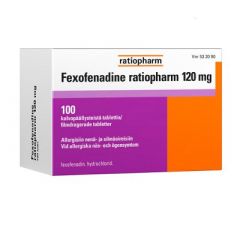 FEXOFENADINE RATIOPHARM 120 mg tabl, kalvopääll 100 fol